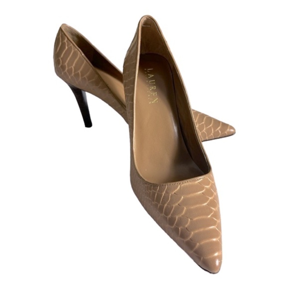 LRL Amelie Croc Embossed Pumps In Brown Size 7B